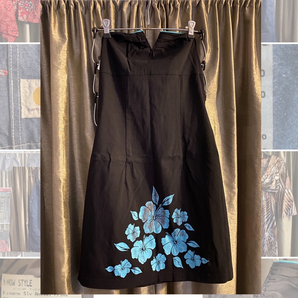 Black & turquoise floral dress